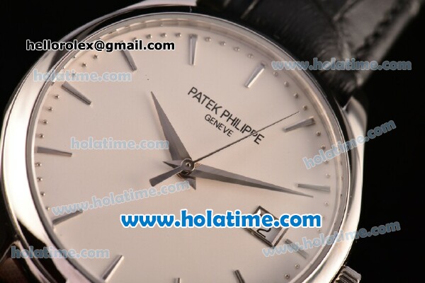Patek Philippe Calatrava Swiss ETA 2824 Automatic Steel Case with White Dial and Stick Markers - Click Image to Close